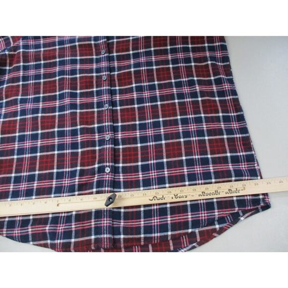 LL Bean Womens Scotch Plaid Flannel Shirt Size 16 Red Relaxed Fit Top 488594 - Picture 8 of 15